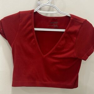 GARAGE v neck red crop top